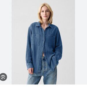 GAP - Chambray Denim Big Shirt - Medium Petite